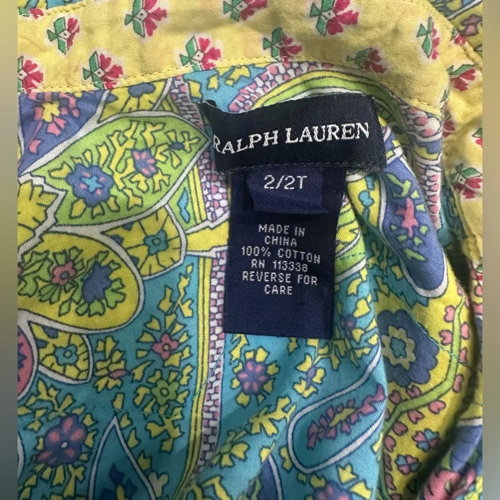 Ralph Lauren Girl Paisley flower pearl snap‎ long sleeve 100 cotton shirt 2T